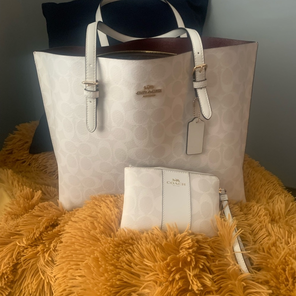 Coach Mollie Tote & Corner Zip Wallet In Signature Canvas